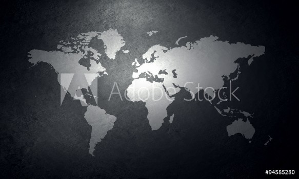 Picture of World map on concrete wall